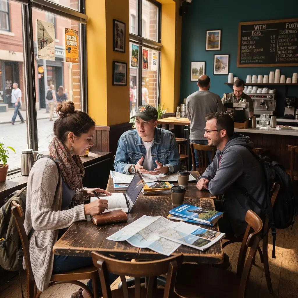 Дорожные знаки, указывающие на популярные туристические направления
