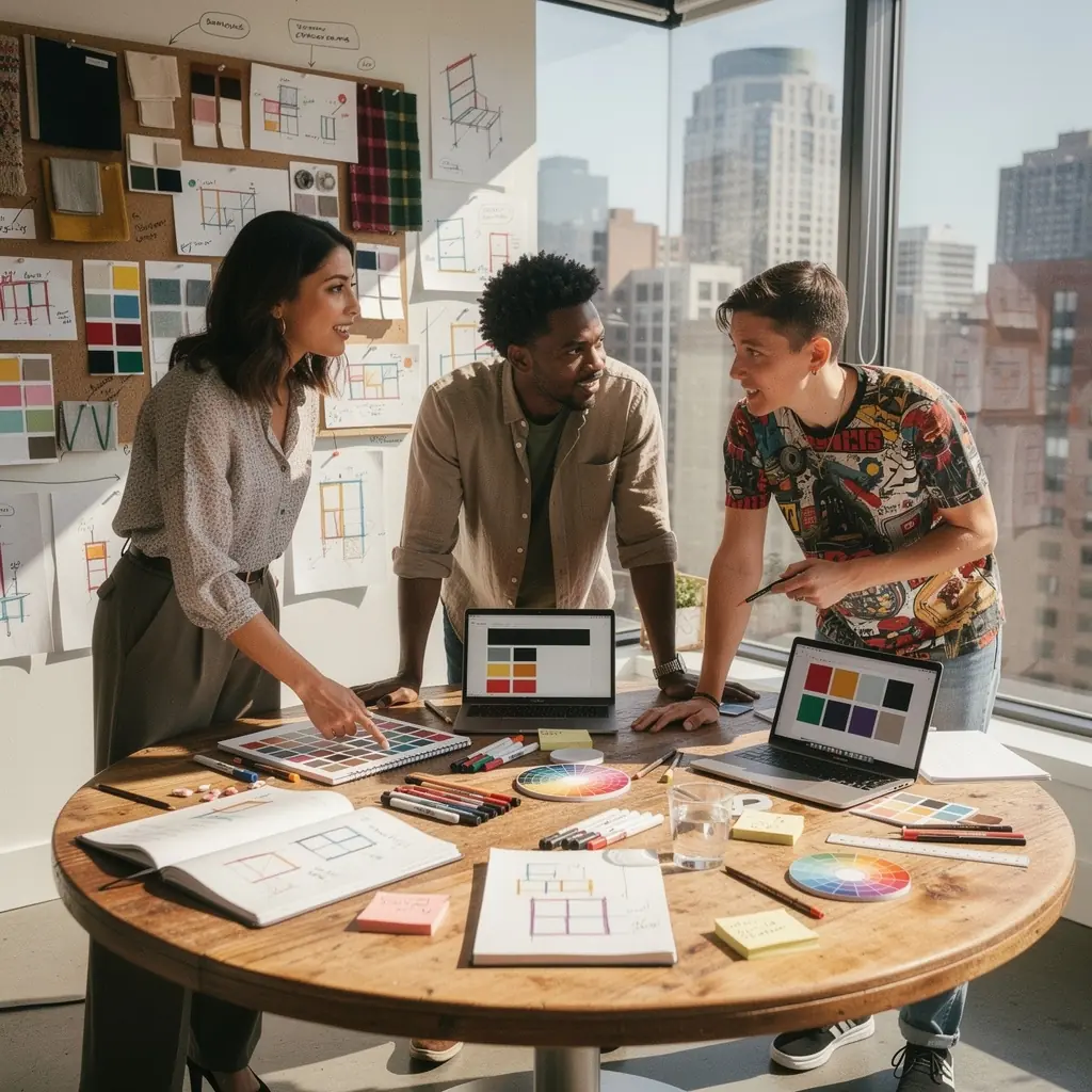 Студенты работают над проектами, используя графические редакторы.